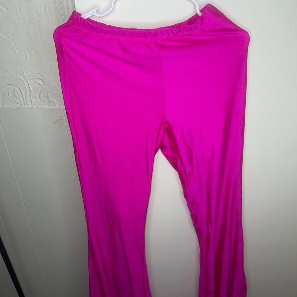 Woman’s neon wide leg flared pants